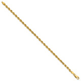 14K 9 inch 3.25mm Diamond-cut Rope with Lobster Clasp Chain