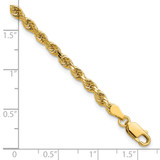 14K 9 inch 3.25mm Diamond-cut Rope with Lobster Clasp Chain