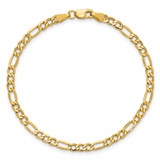 14K 9 inch 3.5mm Semi-Solid Figaro with Lobster Clasp Anklet