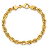 14K 9 inch 5.5mm Diamond-cut Rope with Fancy Lobster Clasp Chain