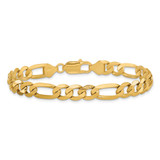 14K 9 inch 7.5mm Flat Figaro with Lobster Clasp Chain