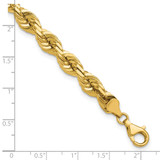 14K 9 inch 7mm Diamond-cut Rope with Fancy Lobster Clasp Chain