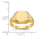 14k 9.0x9.0mm Open Back Floral Signet Ring