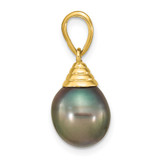 14k 9-10mm Black Teardrop Tahitian Saltwater Cultured Pearl Pendant