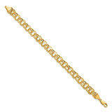 14k 9mm Hollow Double Link 7.25 inch Charm Bracelet