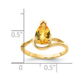 14k 9x6mm Pear Citrine Checker ring