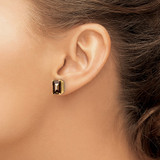 14k 9x7 Emerald Smoky Quartz Earrings