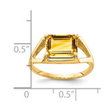 14k 9x7mm Emerald Cut Citrine ring