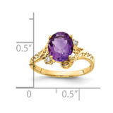 14k 9x7mm Oval Amethyst AA Diamond ring