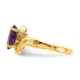 14k 9x7mm Oval Amethyst AA Diamond ring
