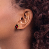 14k 9x7mm Oval Garnet Earrings