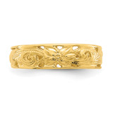 14k Adjustable Flower w/ Leaf Trim Toe Ring