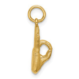 14K American Sign Language Alphabet Fingerspelling Sign F Pendant