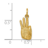14K American Sign Language Alphabet Fingerspelling Sign F Pendant