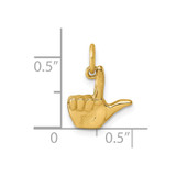 14K American Sign Language Alphabet Fingerspelling Sign L Pendant