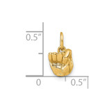 14K American Sign Language Alphabet Fingerspelling Sign T Pendant