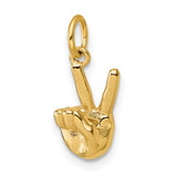 14K American Sign Language Alphabet Fingerspelling Sign V Pendant