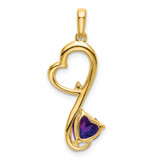 14k Amethyst and Diamond Heart Pendant - PM-34E1A424-2742