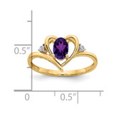 14k Amethyst and Diamond Heart Ring