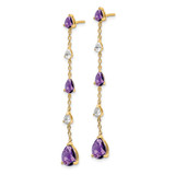 14k Amethyst and White Topaz Dangle Earrings