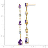 14k Amethyst and White Topaz Dangle Earrings