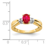 14k and Oval Rhodium Diamond and Oval Ruby Ring