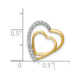 14k and Rhodium .01ct. Diamond Double Heart Chain Slide