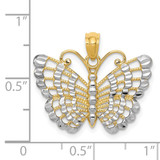 14k and Rhodium Diamond-cut Butterfly Pendant - K3-9809D7BB-5169