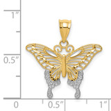 14k and Rhodium Diamond-cut Butterfly Pendant - K4-1DD2F230-8763