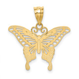 14k and Rhodium Diamond-cut Butterfly Pendant - K4-1DD2F230-8763