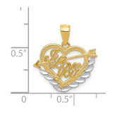 14k and Rhodium I LOVE YOU Heart Pendant