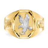 14k and Rhodium Men's Eagle Ring - CZ-0964E20B-9217