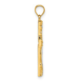 14k and Rhodium Polished Floral Tree with Leaves Hollow Back Cross Pendant