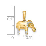 14k and White Rhodium D/C 3D Elephant Pendant