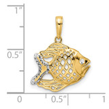 14k and White Rhodium D/C Fish Pendant - M2-38CA0CA4-9825