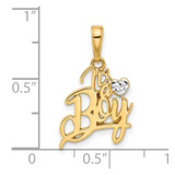 14k and White Rhodium D/C Heart It's A Boy Pendant