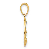 14K and White Rhodium D/C Moon and Stars Pendant