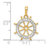 14k and White Rhodium D/C Ship's Wheel Pendant