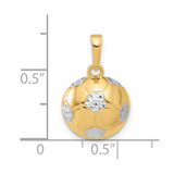 14K and White Rhodium D/C Soccer Ball Pendant