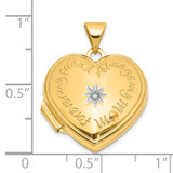 14K and White Rhodium Diamond Star FOREVER MY FRIEND ALWAYS MY MOM 18mm Heart Locket