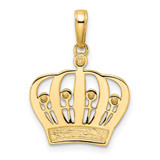 14k and White Rhodium Diamond-cut Crown Pendant - M2-905CBD30-6579