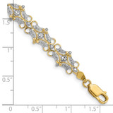 14k and White Rhodium Diamond-Cut Fancy 7.5 inch Bracelet