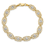 14k and White Rhodium Diamond-Cut Fancy Filigree 7.25 inch Bracelet - FB-8C85F1DC-7529