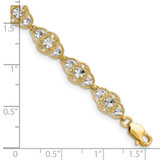 14k and White Rhodium Diamond-Cut Fancy Filigree 7.25 inch Bracelet - FB-E3EF07CC-2245
