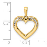 14k and White Rhodium Diamond-cut Fancy Heart Pendant