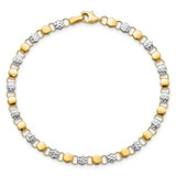 14K and White Rhodium Diamond-cut Fancy Link 7.5 inch Bracelet