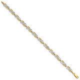 14K and White Rhodium Diamond-Cut Filigree Link 7.5 inch Bracelet