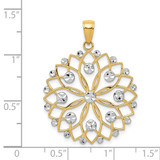 14k and White Rhodium Diamond-cut Flower Pendant - K3-263AE14A-6888