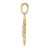 14K and White Rhodium Diamond-cut Flower Pendant - M2-BD44B87B-4526