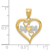14k and White Rhodium Diamond-cut Mom Heart Pendant
